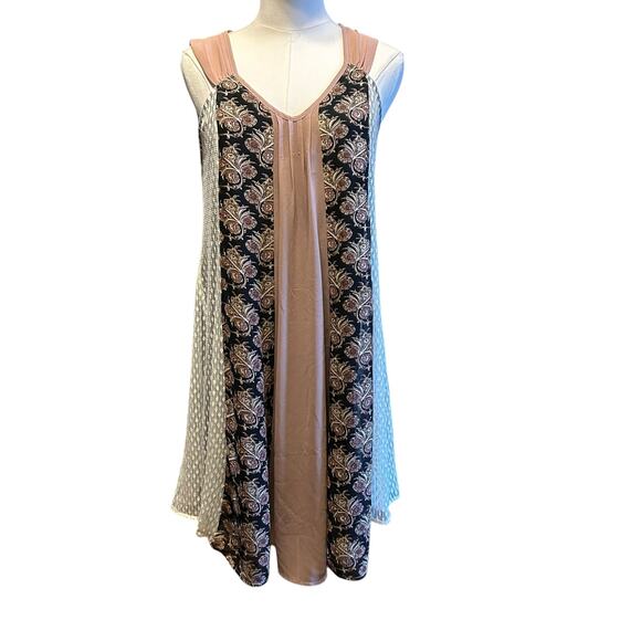 Ryu : Dress Womens Multi Fabric Beige A Line Lace Boho Cottage Back Bow SZ M Y2K - Picture 2 of 10